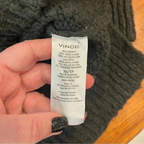 NWT Vince. Hunter green mock neck wool nylon sweater size XS - Picture 7 of 7